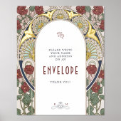 ブルゴーニュ金ゴールドエンベロープサインヴィンテージ結婚式のサイン 箔ポスター (正面)