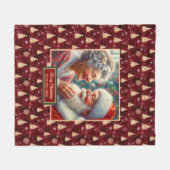 ブルゴーニュ金ゴールドクリスマスブランケットクラシックサンタ フリースブランケット (正面(横))