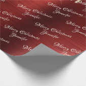  ブルゴーニュ金ゴールドグリッターがクリスマスネームを滴る ラッピングペーパー (角)
