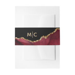 ブルゴーニュ金ゴールドグリッターアゲートゲーデモノグラム結婚ズ 招待状ベリーバンド