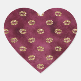 ブルゴーニュ金ゴールドグリッターキスリップ ハートシール