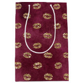 ブルゴーニュ金ゴールドグリッターキスリップ ミディアムペーパーバッグ (正面)