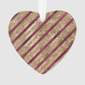 ブルゴーニュ金ゴールドグリッターストライプ オーナメント (正面)