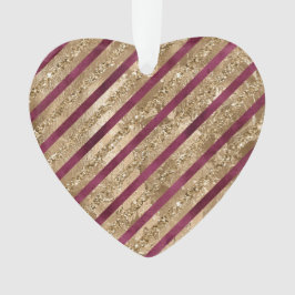 ブルゴーニュ金ゴールドグリッターストライプ オーナメント
