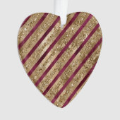 ブルゴーニュ金ゴールドグリッターストライプ オーナメント (正面)