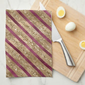 ブルゴーニュ金ゴールドグリッターストライプ キッチンタオル (四つ折り)