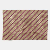 ブルゴーニュ金ゴールドグリッターストライプ キッチンタオル (横)