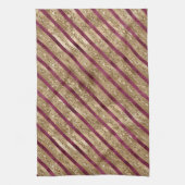 ブルゴーニュ金ゴールドグリッターストライプ キッチンタオル (縦)