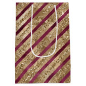 ブルゴーニュ金ゴールドグリッターストライプ ミディアムペーパーバッグ (裏面)