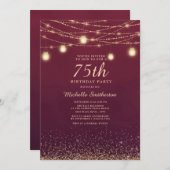 ブルゴーニュ金ゴールドグリッターストリングラフォーマルイト75th 招待状 (正面/裏面)