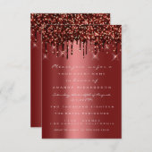 ブルゴーニュ金ゴールドグリッタードリップスブライダルスウィート16th 招待状 (正面/裏面)