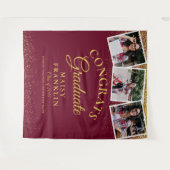 ブルゴーニュ金ゴールドグリッター卒業3写真の背景 タペストリー (正面(横))