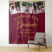 ブルゴーニュ金ゴールドグリッター卒業3写真の背景 タペストリー (インサイチュ)