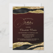 ブルゴーニュ金ゴールドグリッター誕生日パーティー 招待状 (正面)