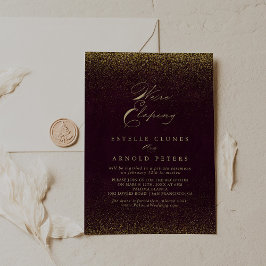 ブルゴーニュ金ゴールドグリッター駆け落ち披露宴 招待状