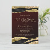 ブルゴーニュ金ゴールドグリッター18thバースデーパーティー 招待状 (スタンド正面)