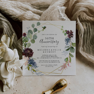 ブルゴーニュ金ゴールドジオメト結婚リ50周年 招待状