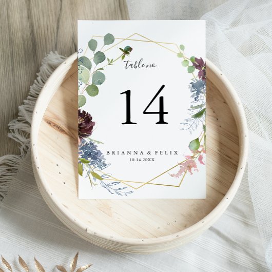 ブルゴーニュ金ゴールドジオメト結婚リ テーブルナンバー