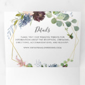 ブルゴーニュ金ゴールドジオメト結婚リ 三つ折り招待状 (内部最初)