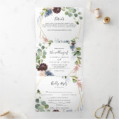 ブルゴーニュ金ゴールドジオメト結婚リ 三つ折り招待状 (内部)