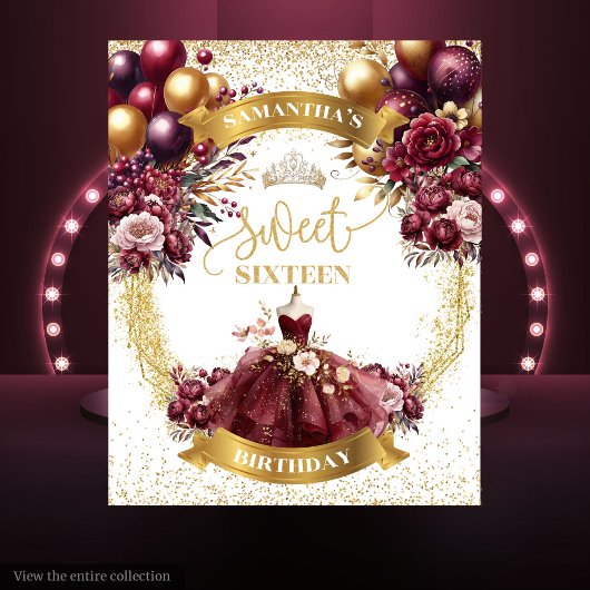 ブルゴーニュ金ゴールドスウィート16バックドランドウォーター色グリッター タペストリー