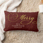 ブルゴーニュ金ゴールドスクリプトメリーブライトファミリークリスマス ランバークッション (ブランケット)