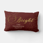 ブルゴーニュ金ゴールドスクリプトメリーブライトファミリークリスマス ランバークッション (裏面)