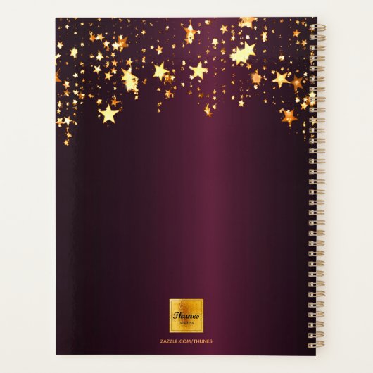 ブルゴーニュ金ゴールドスターやる気を起こさせる引用文 プランナー手帳 (裏面)