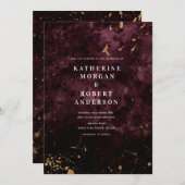 ブルゴーニュ金ゴールドスプリンクル結婚式招待状 招待状 (正面/裏面)