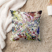 ブルゴーニュ金ゴールドダークブルーフローラパインターリー抽象芸術 クッション (ブランケット)