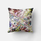 ブルゴーニュ金ゴールドダークブルーフローラパインターリー抽象芸術 クッション (裏面)