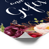 ブルゴーニュ金ゴールドネイビーフローラカードとギフト結婚ズ ポスター (角)