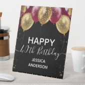 ブルゴーニュ金ゴールドハッピーバースデー台座標識 台座サイン (インサイチュ)