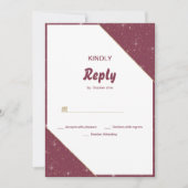 ブルゴーニュ金ゴールドハートスパークルグリッターRSVP 招待状 (正面)