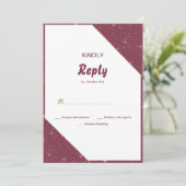 ブルゴーニュ金ゴールドハートスパークルグリッターRSVP 招待状 (スタンド正面)