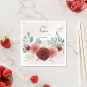 ブルゴーニュ金ゴールドバタフライティアラフローラキンセアニラ スタンダードカクテルナプキン (インサイチュ)