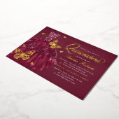 ブルゴーニュ金ゴールドバタフライドレスキンセアニェラ 箔招待状 (回転した状態)