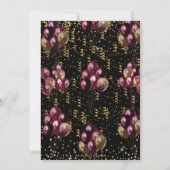 ブルゴーニュ金ゴールドバルーン紙吹雪100誕生日 招待状 (裏面)