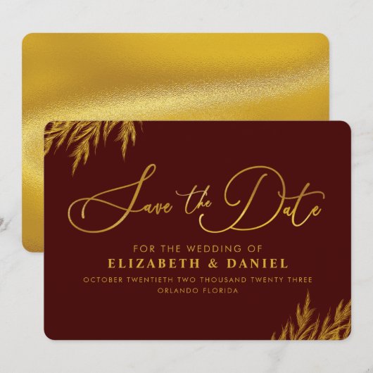 ブルゴーニュ金ゴールドパンパスグラスセーブ セーブザデート (正面/裏面)