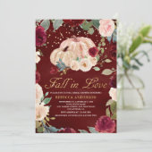 ブルゴーニュ金ゴールドピーチフローラパンプキンブライダルシャワー 招待状 (スタンド正面)