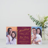 ブルゴーニュ金ゴールドフォトコラージュ結婚式招待状 (スタンド正面)