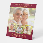 ブルゴーニュ金ゴールドフォトコラージュ誕生日パーティーへようこそ 台座サイン (正面)