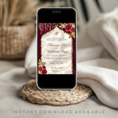 ブルゴーニュ金ゴールドフローラアナンドKarajシーク結婚ズ 招待状