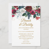 ブルゴーニュ金ゴールドフローラクリスマスブランチと泡立ち 招待状 (正面)