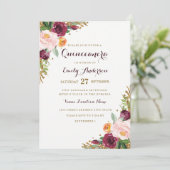 ブルゴーニュ金ゴールドフローラグリッターキンセアニェラカード 招待状 (スタンド正面)