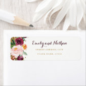 ブルゴーニュ金ゴールドフローラグリッター差出人住所ラベル ラベル (インサイチュ)