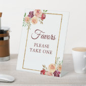 ブルゴーニュ金ゴールドフローラシック秋結婚式の引き出物 台座サイン (インサイチュ)