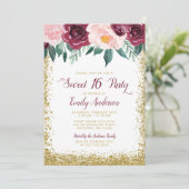 ブルゴーニュ金ゴールドフローラスウィート16パーティー 招待状 (スタンド正面)