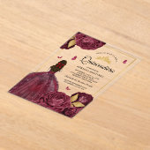 ブルゴーニュ金ゴールドフローラドレスバタフライキンセアニェラ アクリル招待状 (レイダウン)