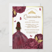 ブルゴーニュ金ゴールドフローラドレスバタフライキンセアニェラ 招待状 (正面)